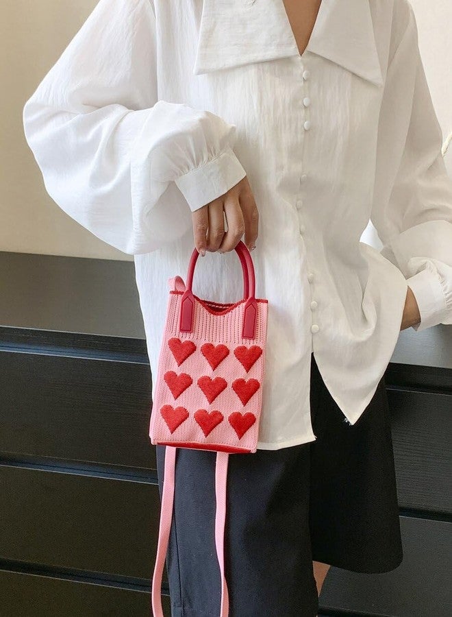 كون حقيبة هاتف Kawn للنساء - حقيبة أنيقة مطبوعة بقلوب، عصرية وعملية، خفيفة الوزن، حقيبة كتف قابلة للتعديل، محفظة صغيرة للهاتف المحمول، مثالية للسفر والشواطئ والاستخدام اليومي (وردي) - Image 4